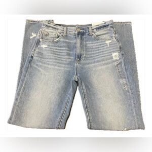 American Eagle Mom Jeans Women's Size 0 High Rise Light Wash Distressed